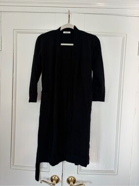 Quince 100% Cashmere Black Robe with Pockets